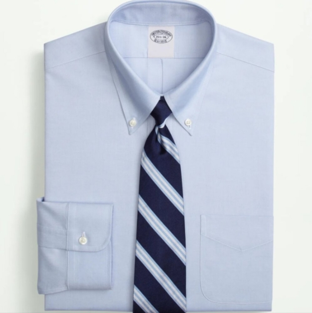Brooks Brothers Milano Fit Dress Shirt (15/34) - Light Blue
